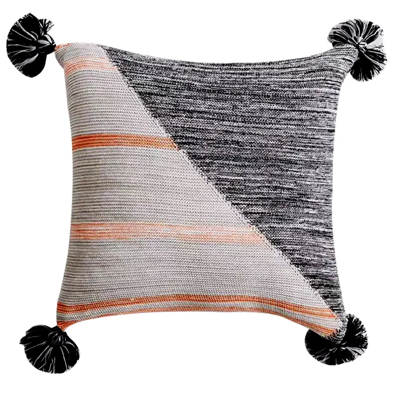 

Cozy Knitting Cushion Cover Couch Decorative Pillow Case Soft Warm Pink Gray Geometric Stripe Sofa Chair Bedding Coussin