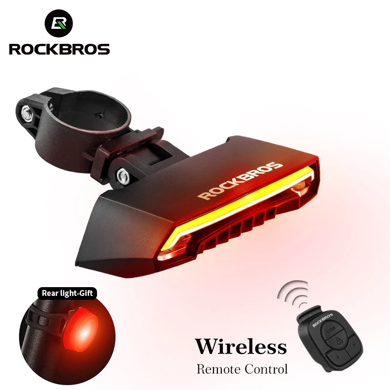ROCKBROS велосипедный светильник светодиодный USB Перезаряжаемый задний светильник Предупреждение ющий велосипедный задний фонарь умный беспроводной пульт дистанционного управления указатель поворота светильник