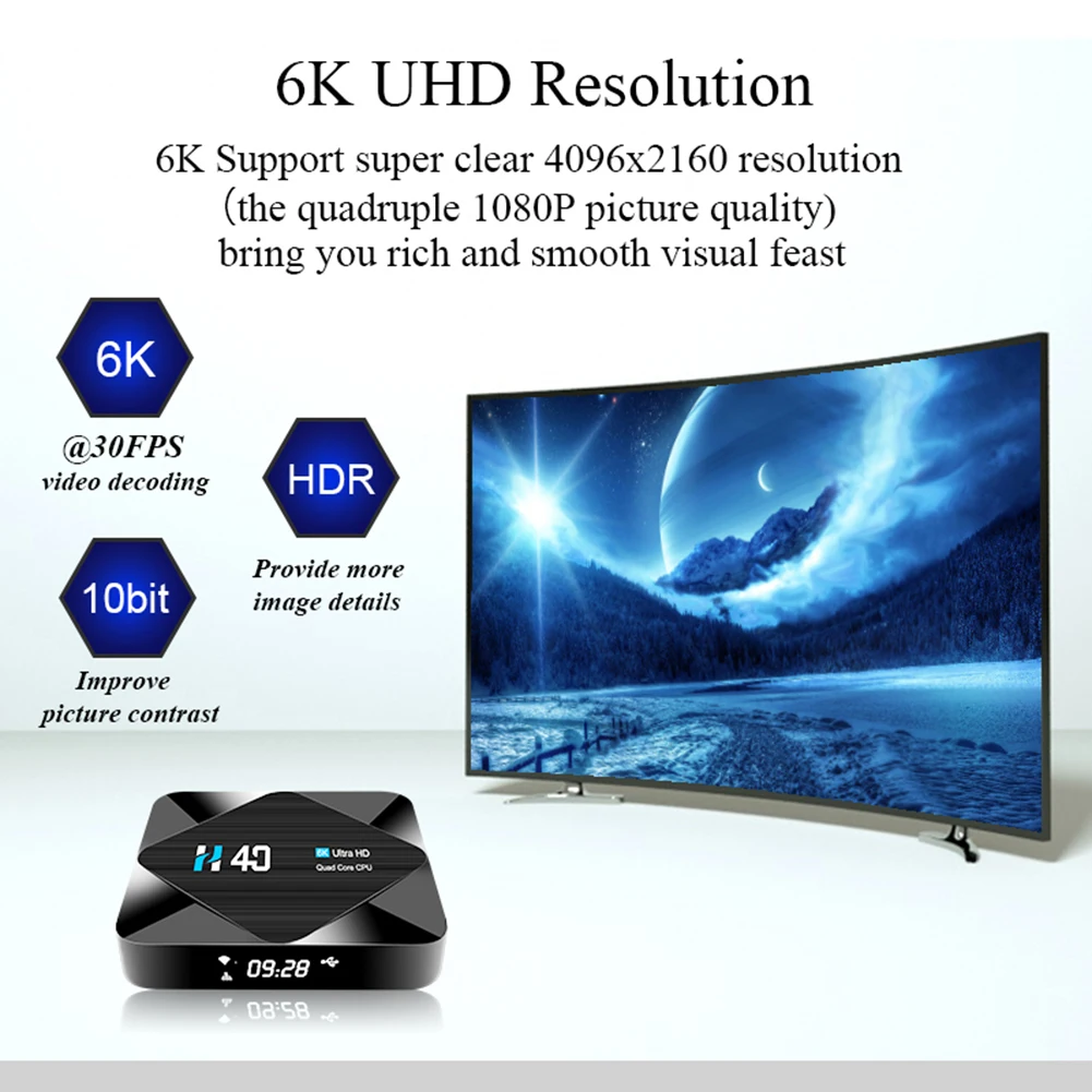 

Quad-Core Android 10 Set Top Box 4GB 32GB WiFi Media Player Smart TV Box