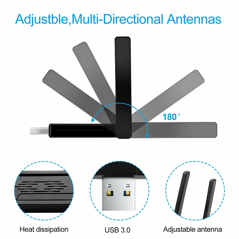 1200 Мбит/с 2 4 г/5G Dual Band USB 3 0 адаптер Wi-Fi антенны для настольных ПК/Mac/ноутбук - купить