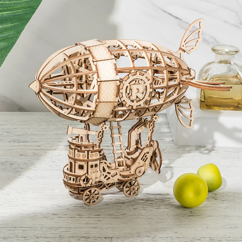 Деревянный 3D Пазл сделай сам сборные игрушки модель самолет веселый Круглый
