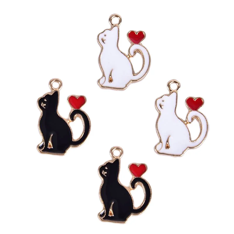 10 шт. эмаль кошка шарм сделай сам браслет ожерелье подвеска модные подвески для
