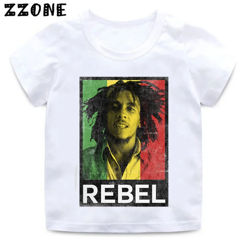 Camiseta con estampado para niños y niñas, camisa blanca divertida con estampado de cantante de Argentina, Bob, Marley, Reggae, Rastafari, ropa de verano para niños