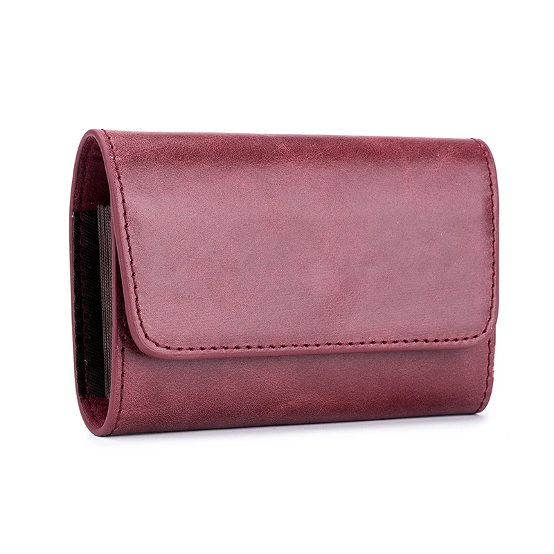 Wine Red Кошелек из натуральной кожи, аккордеон, для мужчин и женщин, клатч, короткая, Ретро стиль, на застежке, кошелек для монет, мульти-карта, положение, унисекс, держатель для карт - Цвет: Wine Red