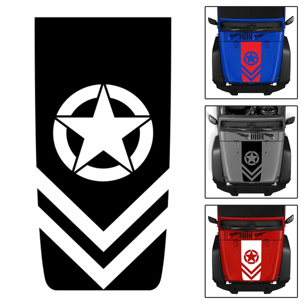 

Hood Racing Stripe For Jeep Wrangler JK TJ YJ Vinyl Decal Sticker 45*5CM Exterior Accessories Car Stickers