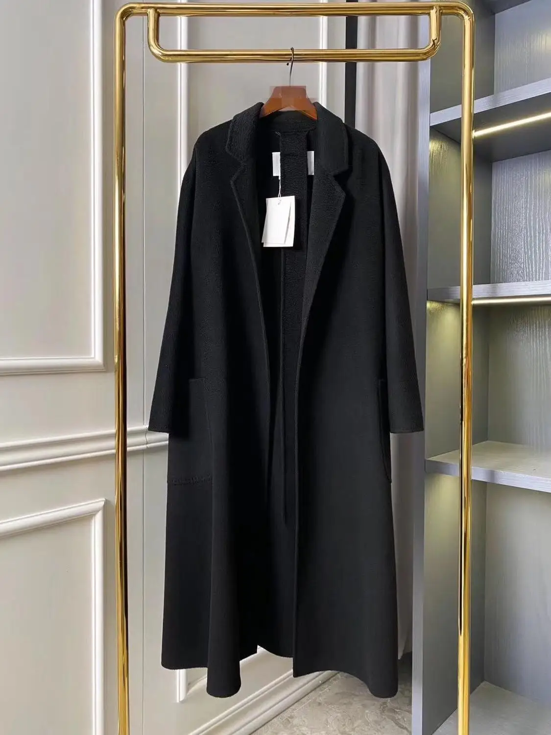 

Water ripple coat women autumn winter new high-end double-sided cashmere coat women mid-length wool coat white red coat women