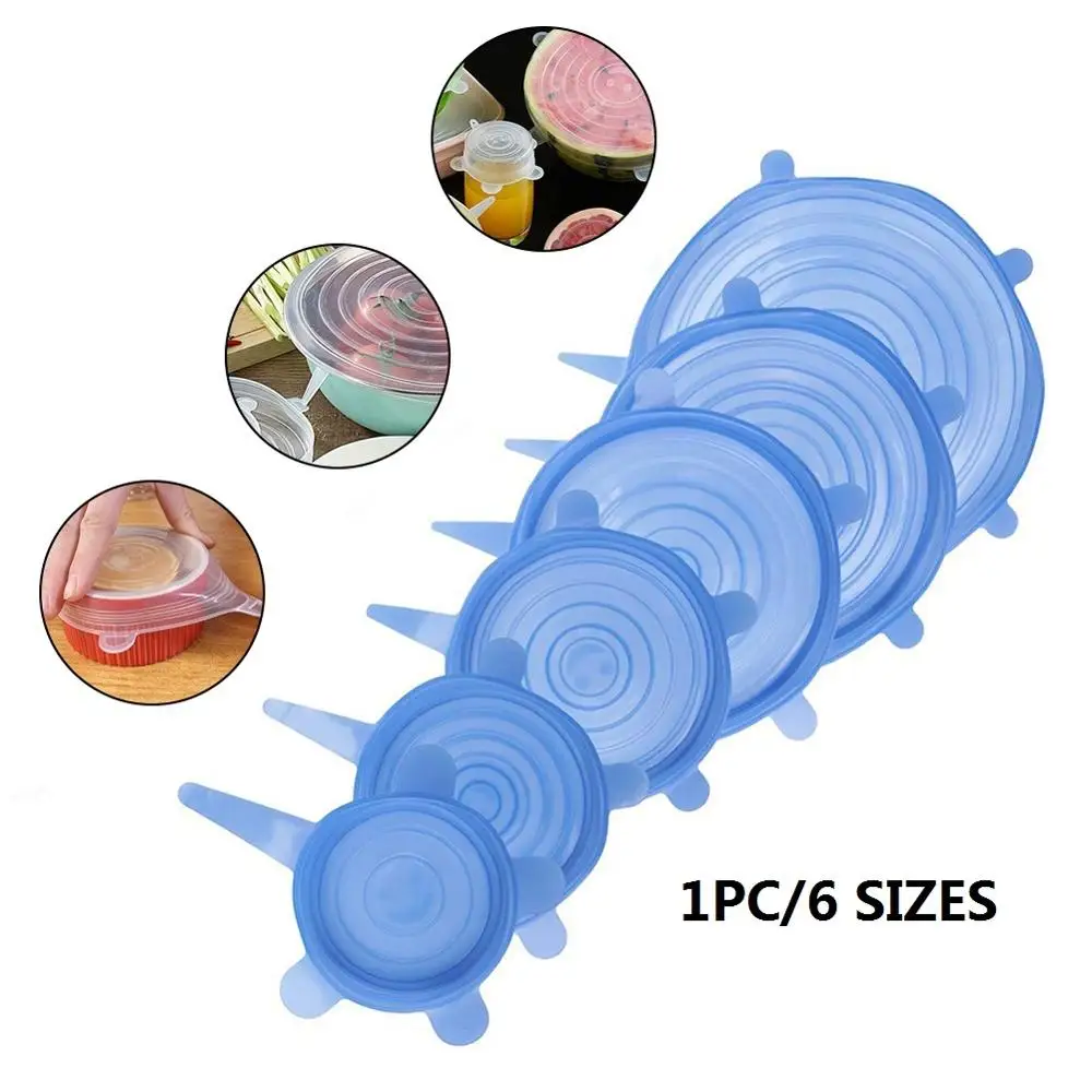 6 шт многоразовые силиконовые эластичные крышки универсальная крышка