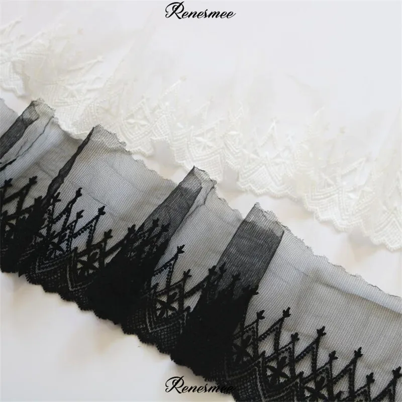 Мягкая фатиновая сетка цвета слоновой кости черная ткань с кружевной отделкой