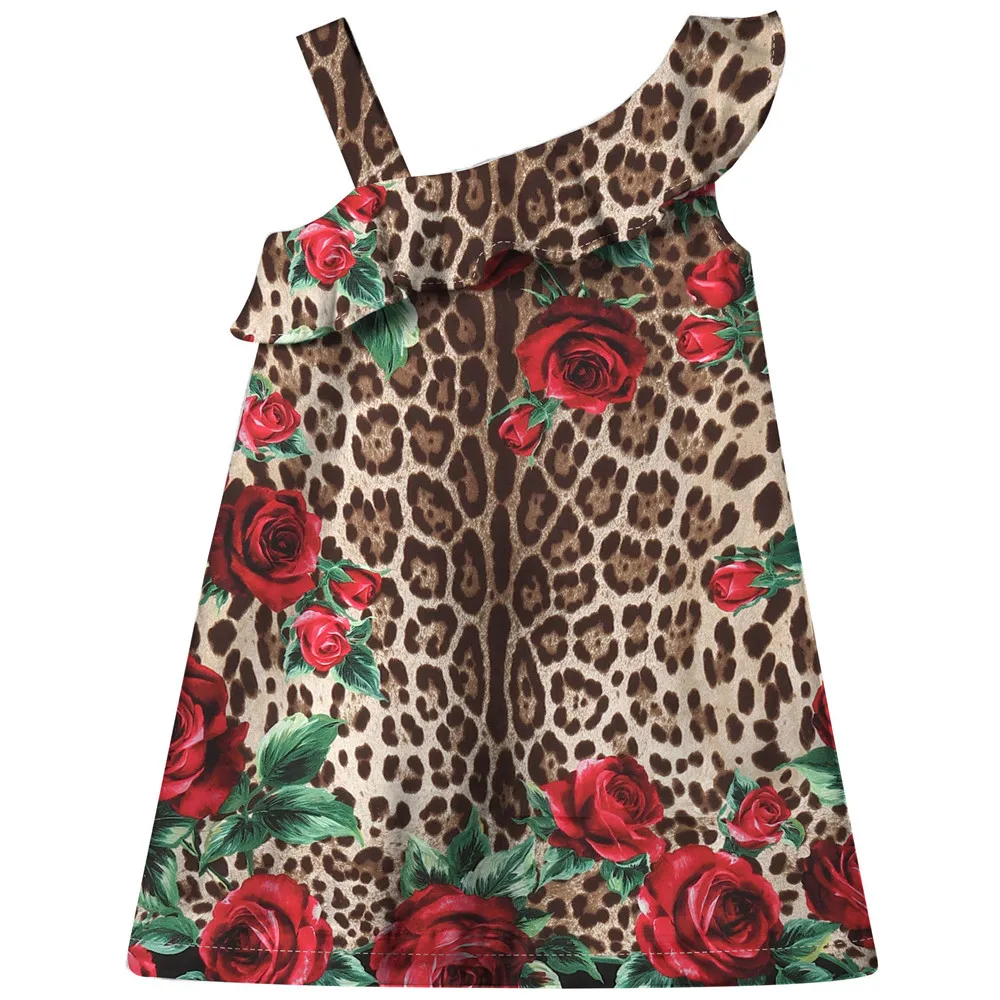 Платье с принтом для маленьких девочек Летний стиль Модные Вечерние Платья