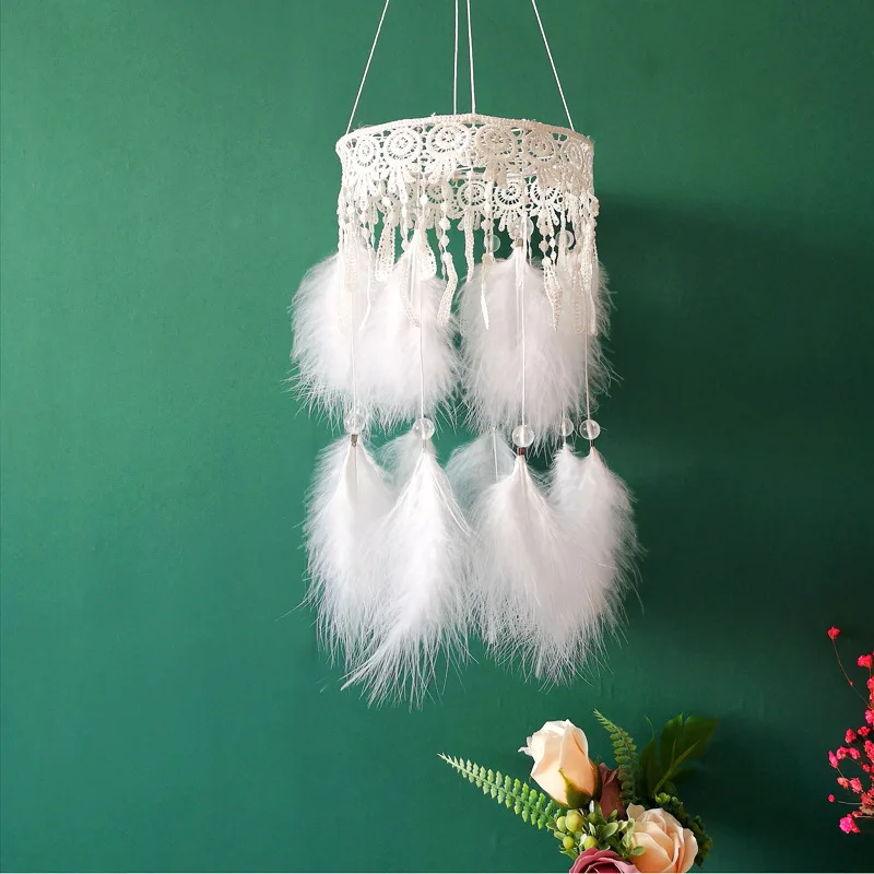 Круглый Ловец снов кулон с колокольчиком ветра перо мини абажур для настольной
