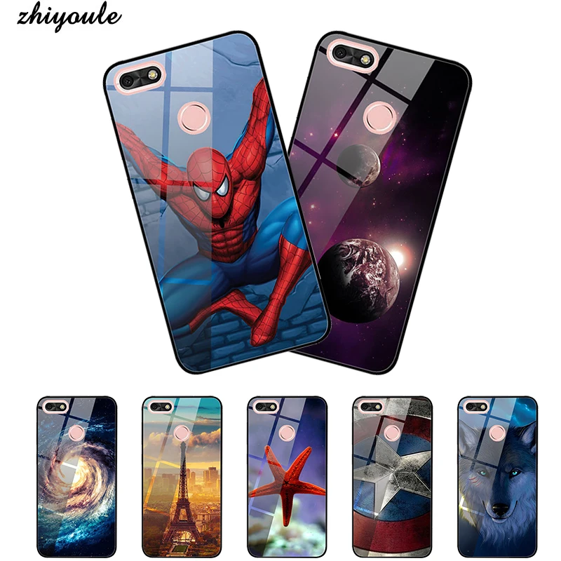 Tempered Glass Phone Case For Huawei Enjoy 7 Back Cover Honor enjoy P20 pro plusCool Lion Soft Edge Bags | Мобильные телефоны и