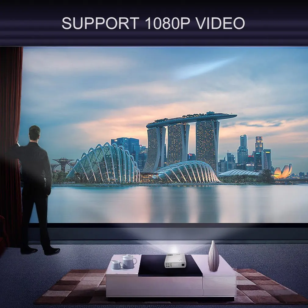 Видеопроектор LESHP 2600 лм поддержка домашнего кинотеатра 1080P HD 3D ЖК-дисплей 5 0 дюйма