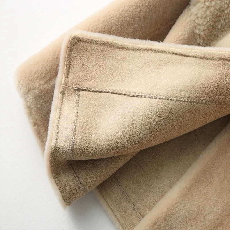 Женская кашемировая куртка средней длины с отложным воротником и большими