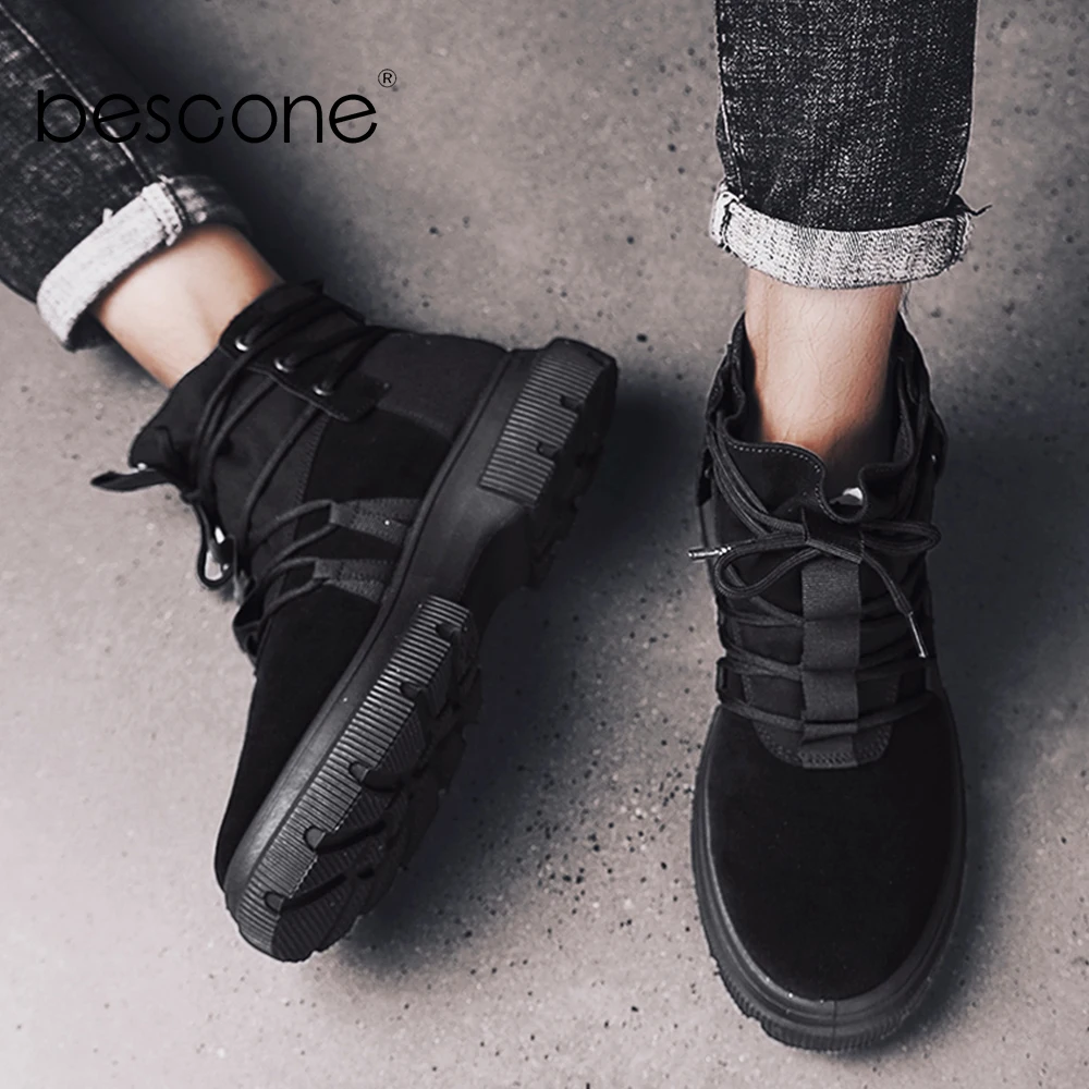 BESCONE/мужские модные кроссовки сезон весна-осень замшевая Уличная обувь с высоким