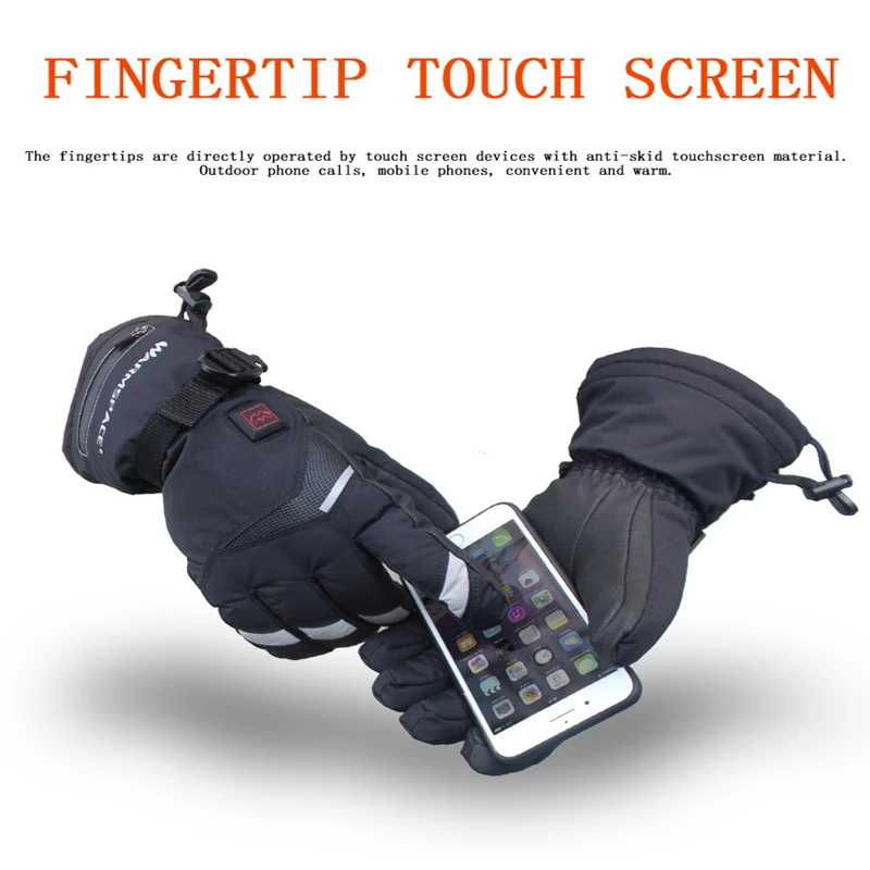 Warmspace Windproof Waterproof Winter Gloves Rechargeable Full Fingers Heating Warm Battery Heated for Men Women | Спорт и