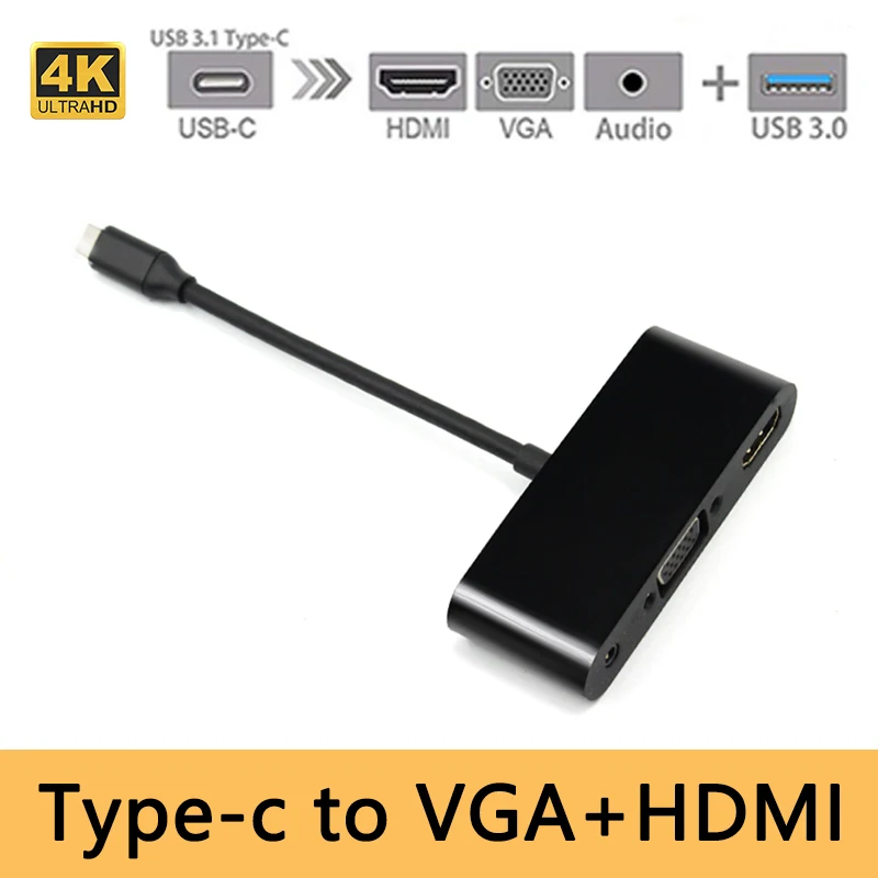 Адаптер концентратор с портом USB Type c на HDMI 4K 3 0 1 C для Apple Macbook Samsung Huawei XIAOMI|Кабели VGA|