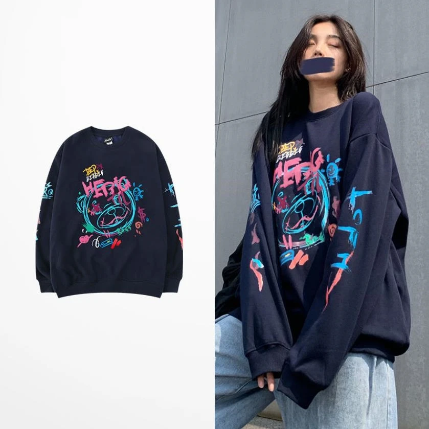 

Зимние брюки с принтом в виде граффити флисовая одежда с круглым вырезом для мужчин Толстовка Harajuku из хлопка в стиле «хип-хоп» странные нега...