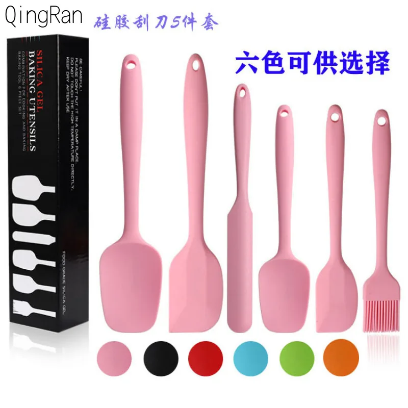 

Non Stick Durable Safe Easy to Clean Silicone Kitchenware 6-Piece Set Cream Scraper Baking Tool Spatula Brush Cake Tools Kitchen