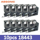 Absonic 10pk 9 мм 18443 промышленный виниловая наклейка лента совместимый с Dymo Rhino этикетировщик черный на белом фоне для носорог 1000 5200 принтер