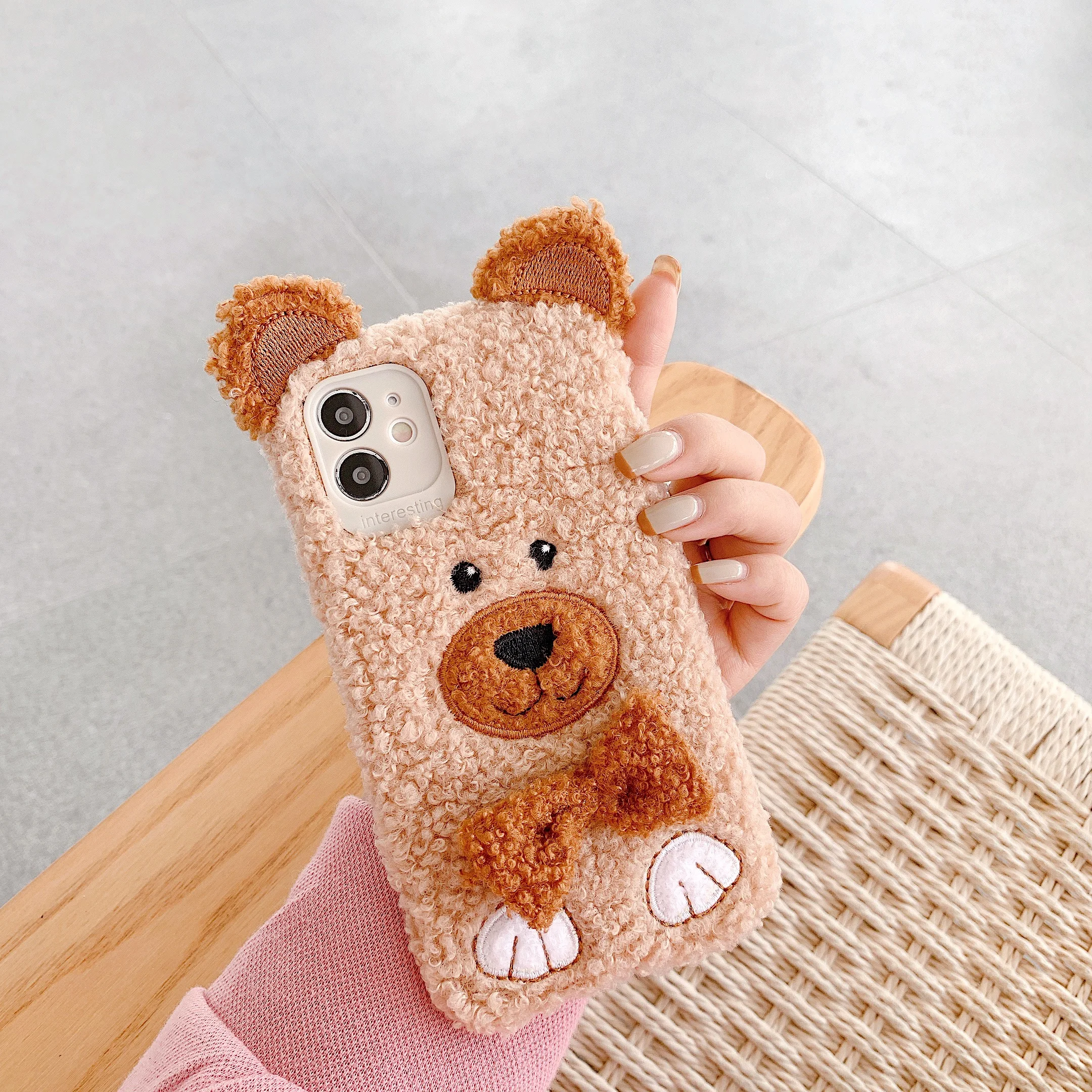 

Plush bow bear is suitable for iphone11ProMax mobile phone case 7/8plus x xsmax xr protective cover