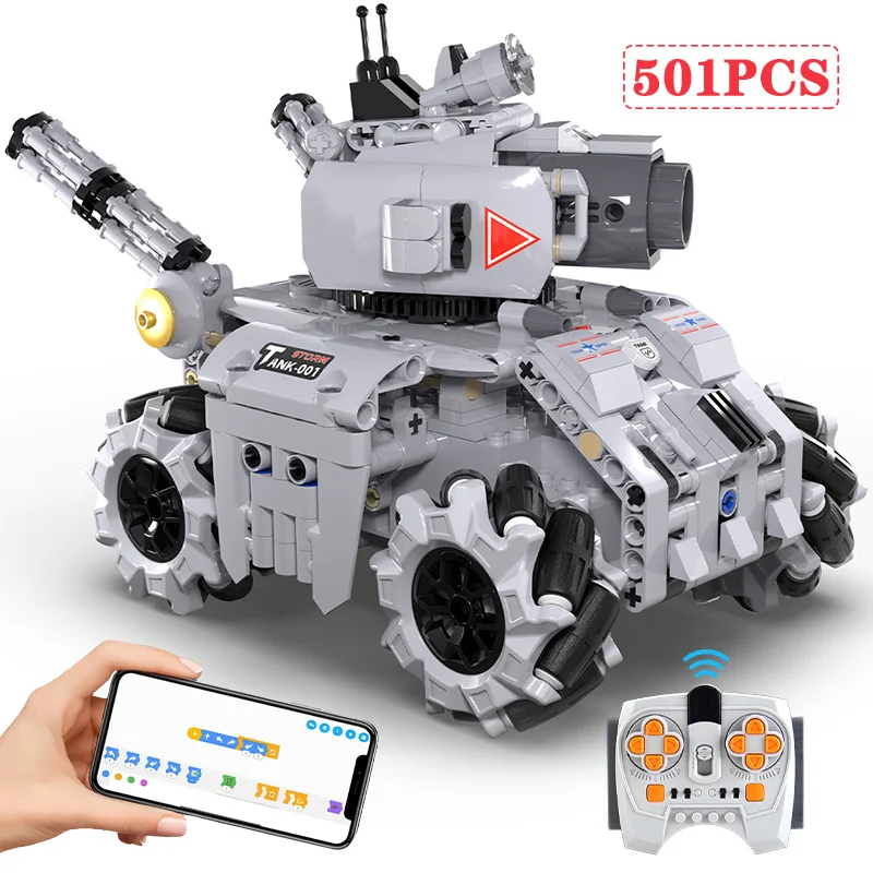 

Ctiy Remote Control Military Electric Tank Building Blocks APP RC Car WW2 Weapon MOC Bricks Toy For children