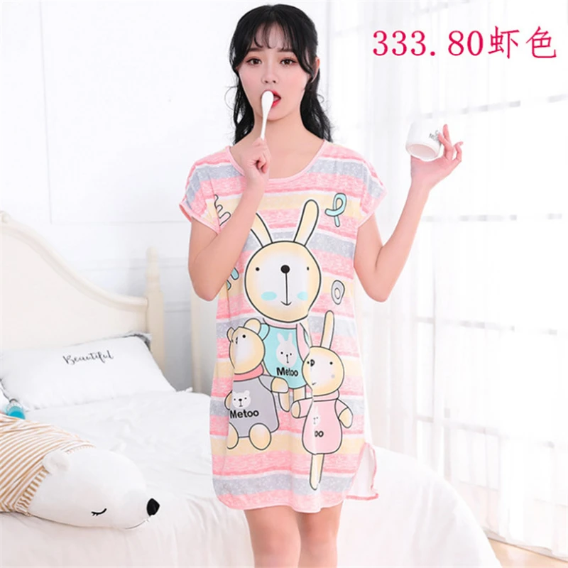 Летняя ночная рубашка для девочек свободная одежда сна с милым рисунком