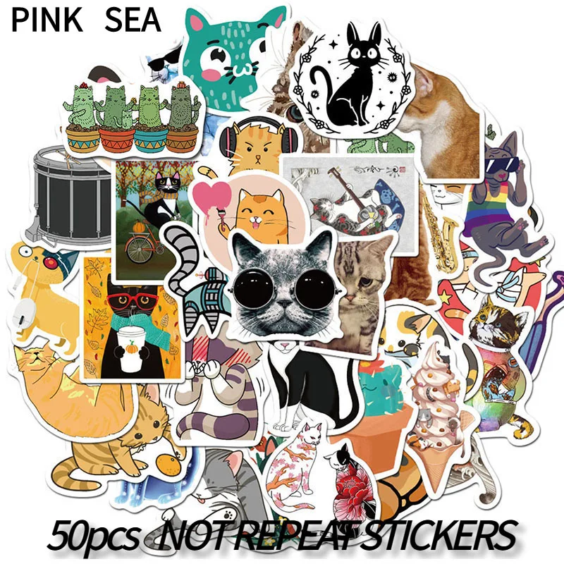 10/30/50 Pcs/set Cute Cats Animal Graffiti Sticker Mixed Style Toys For Suitcase Laptop Bike Luggage Car Skateboard Sticker