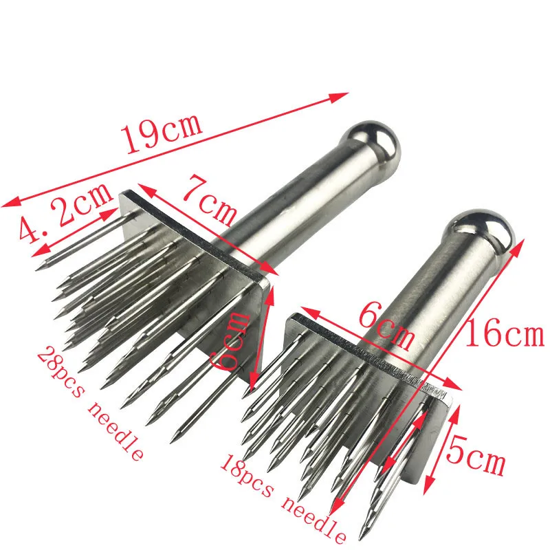 Stainless Steel Meat Needles Meat Hammer Pounders Wooden Handle Profession Meat Tenderizer For Beef Tender Steak Kitchen Tools