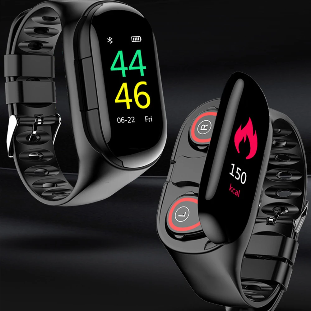 Умные часы M1 с bluetooth-наушником, трекер здоровья, шагомер, фитнес-браслет, умный браслет с беспроводными наушниками, 2в1