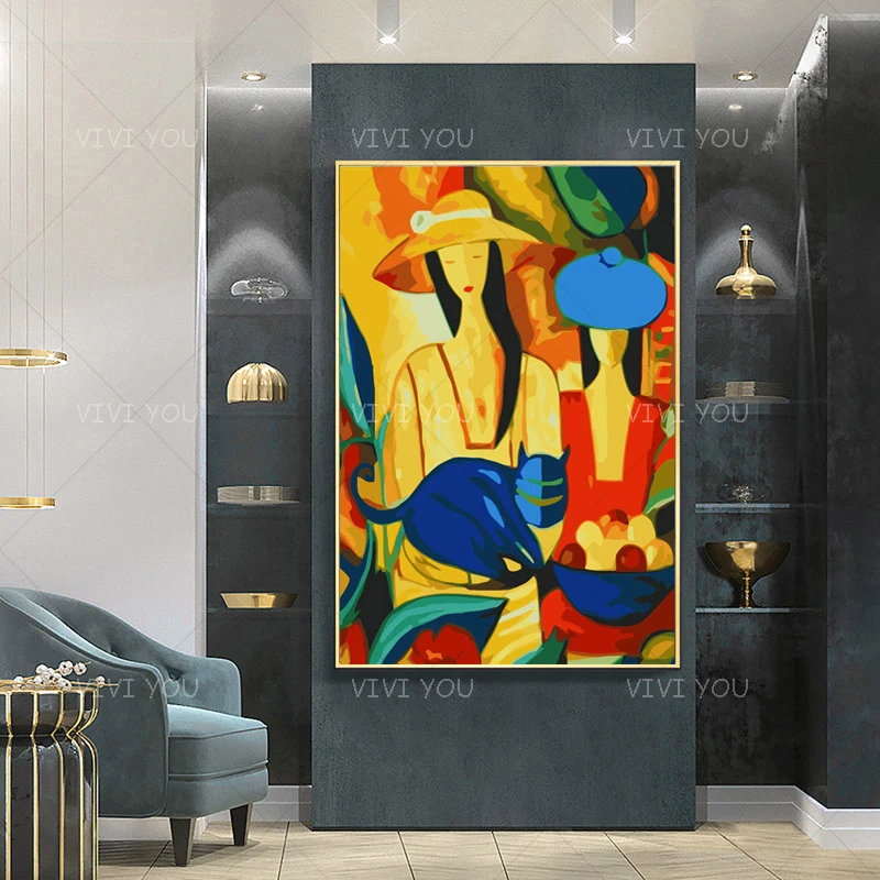 Красивая картина на стену Расписанная вручную 100% Женская фигурка портрет