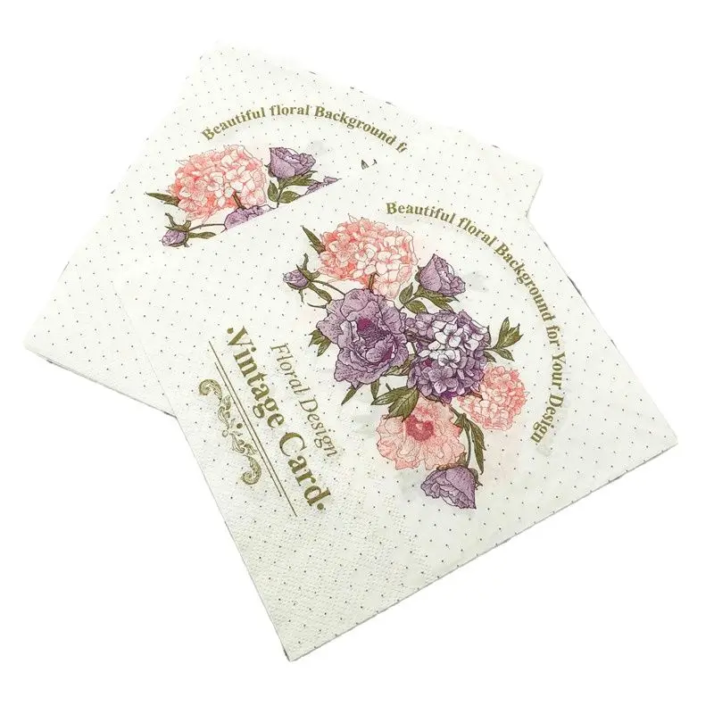 

33*33cm 20pcs/lot White Flower Dots Elegant Tissues Paper Decoupage Wedding Party Servilletas Vintage Napkins Handkerchief Decor