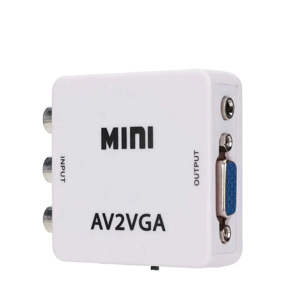 

Мини-видеоконвертер 1080P RCA AV на VGA, видеопреобразователь с 3,5 мм аудио AV2VGA / CVBS + преобразователь Аудио на ПК HDTV