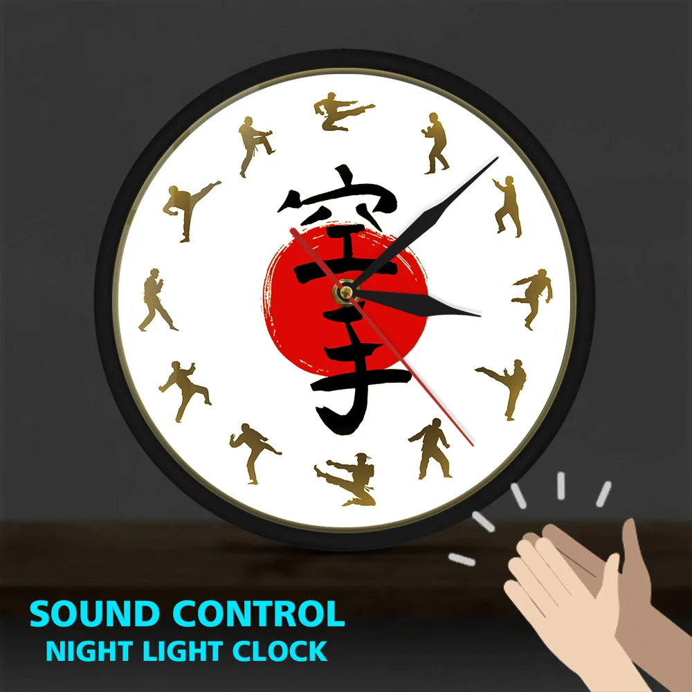Настенные часы Fistfight с металлической рамкой светодиодсветодиодный силуэты