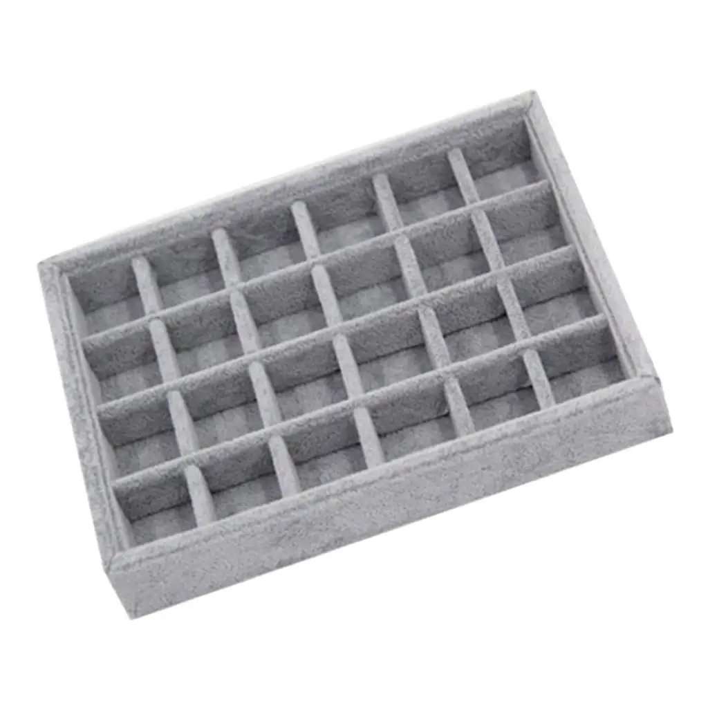 

2Pcs Gray Velvet Jewelry Tray Organizer for Necklaces Rings 7.87x5.91x1.18"