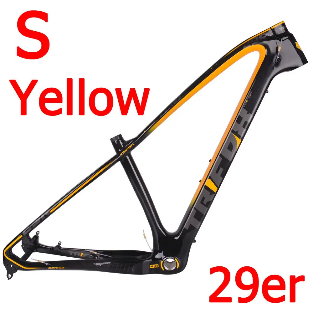 S -Yellow TRIFOX горный углерода велосипед рама 15,5/17/19 дюймов MTB углеродная рама 29er горный велосипед рама+ сиденье зажим+ гарнитура 2 года гарантии - Цвет: S -Yellow