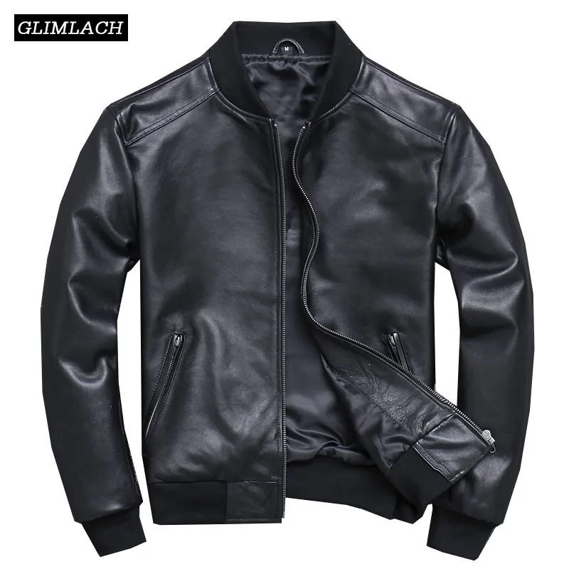 

Black Aviation Genuine Leather Bomber Jacket Men Pilot Sheepskin Real Leather Jacket Slim Large Size 5XL Coats Veste Cuir Homme