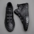 Мужские кожаные туфли, в Корейском стиле, удобные лоферы, мужская обувь, высокие кроссовки в британском стиле, новые Мокасины