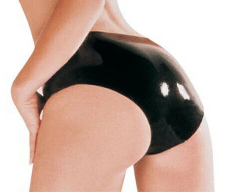 В наличии латексный фетиш трусы Бесшовные резиновые сексуальные черного латекса