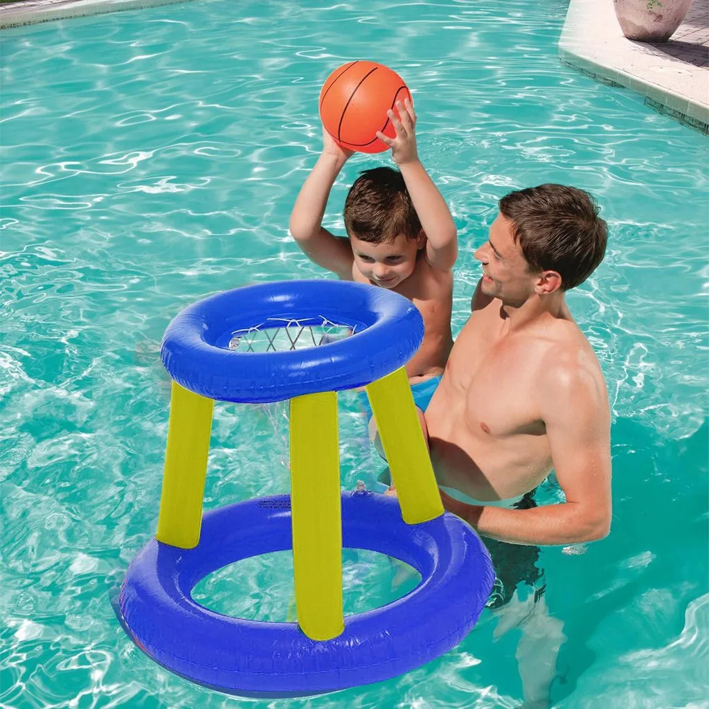 

Creative New Pool Accessories Giant Inflatable Pool Toys Floating Basketball Hoop Blow Up Ball For Swimming Pool Toys