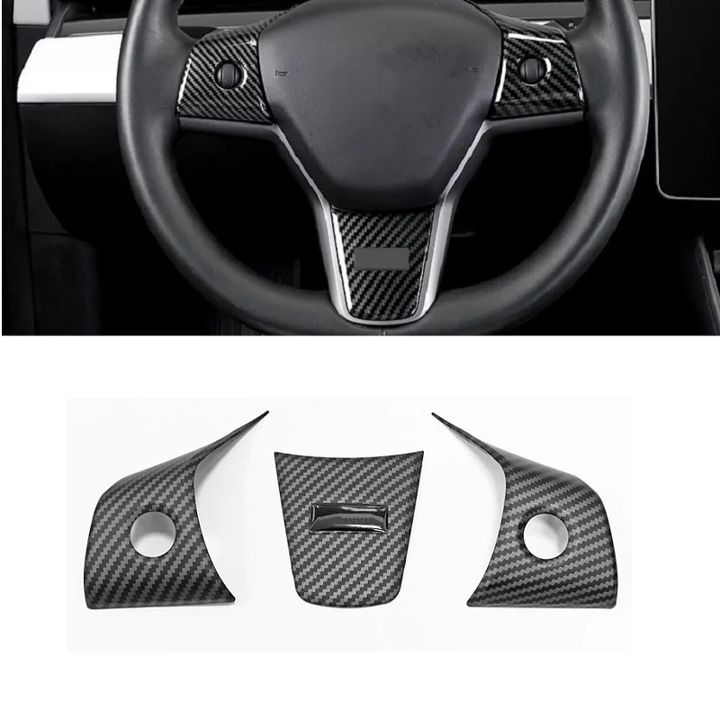 

Car Steering Wheel Decoration Bezel Stickers Trims Interior Accessories For Tesla Model 3/Y 2017-2021
