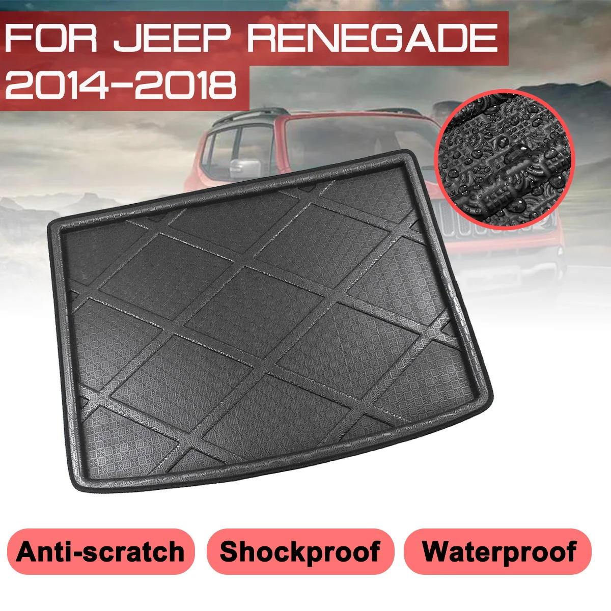 

Car Floor Mat Carpet For Jeep Renegade 2014 2015 2016 2017 2018 Rear Trunk Anti-mud Cover