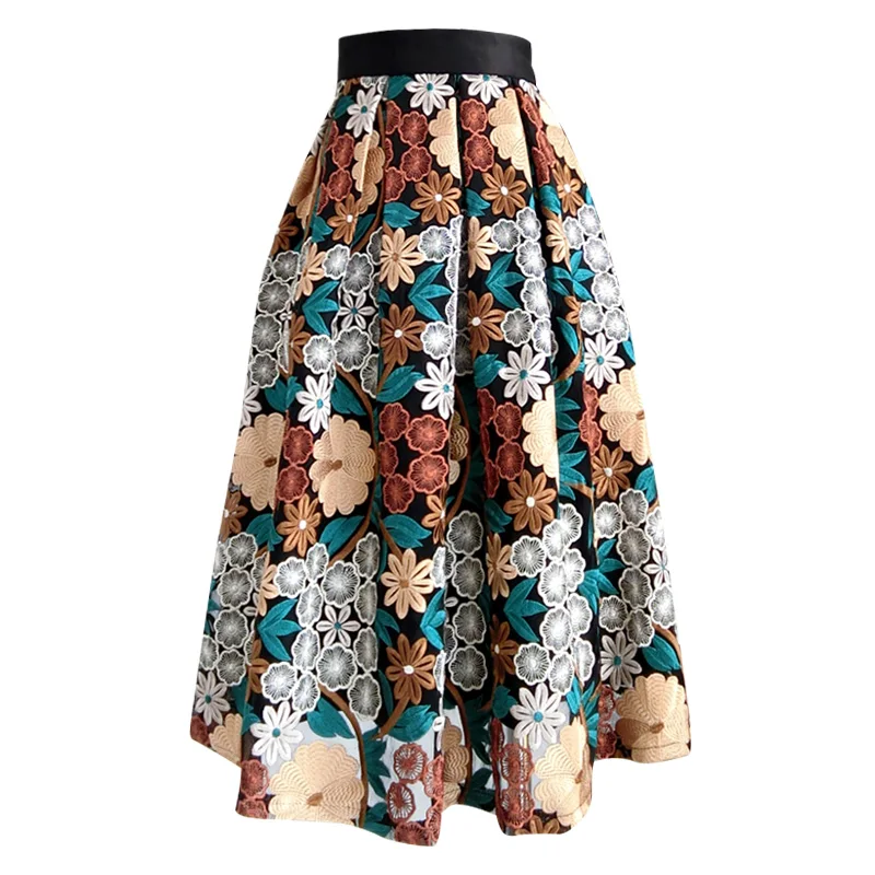 Новое поступление Женская осенне-зимняя элегантная кружевная юбка с вышивкой