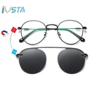 IVSTA мужские солнцезащитные очки на клипсе, женские и мужские магнитные солнцезащитные очки для близорукости, круглые металлические оптические очки, оправа по рецепту