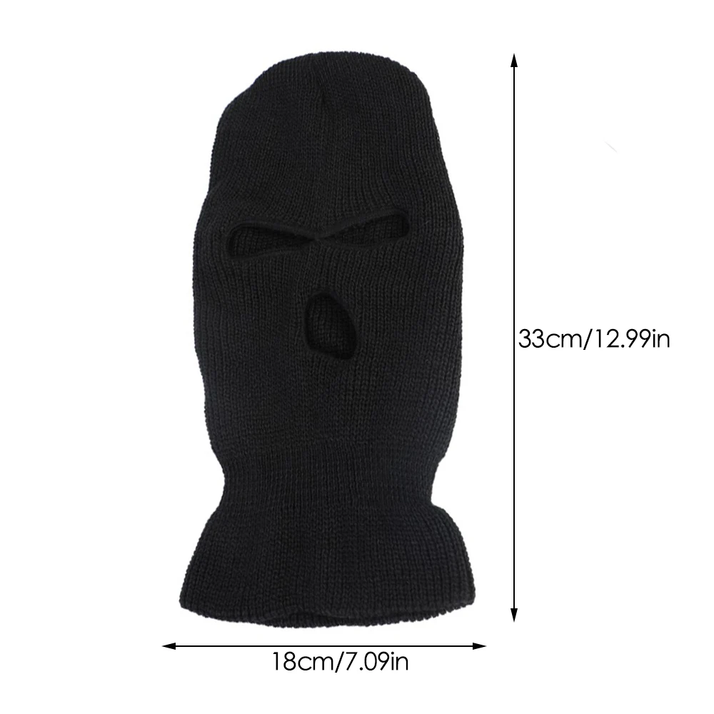 

Women Men 3-Hole Knitted Full Face Cover Ski Winter Warm Cycling Neon Solid Color Balaclava Mask Hat Halloween Party Cosplay Cap