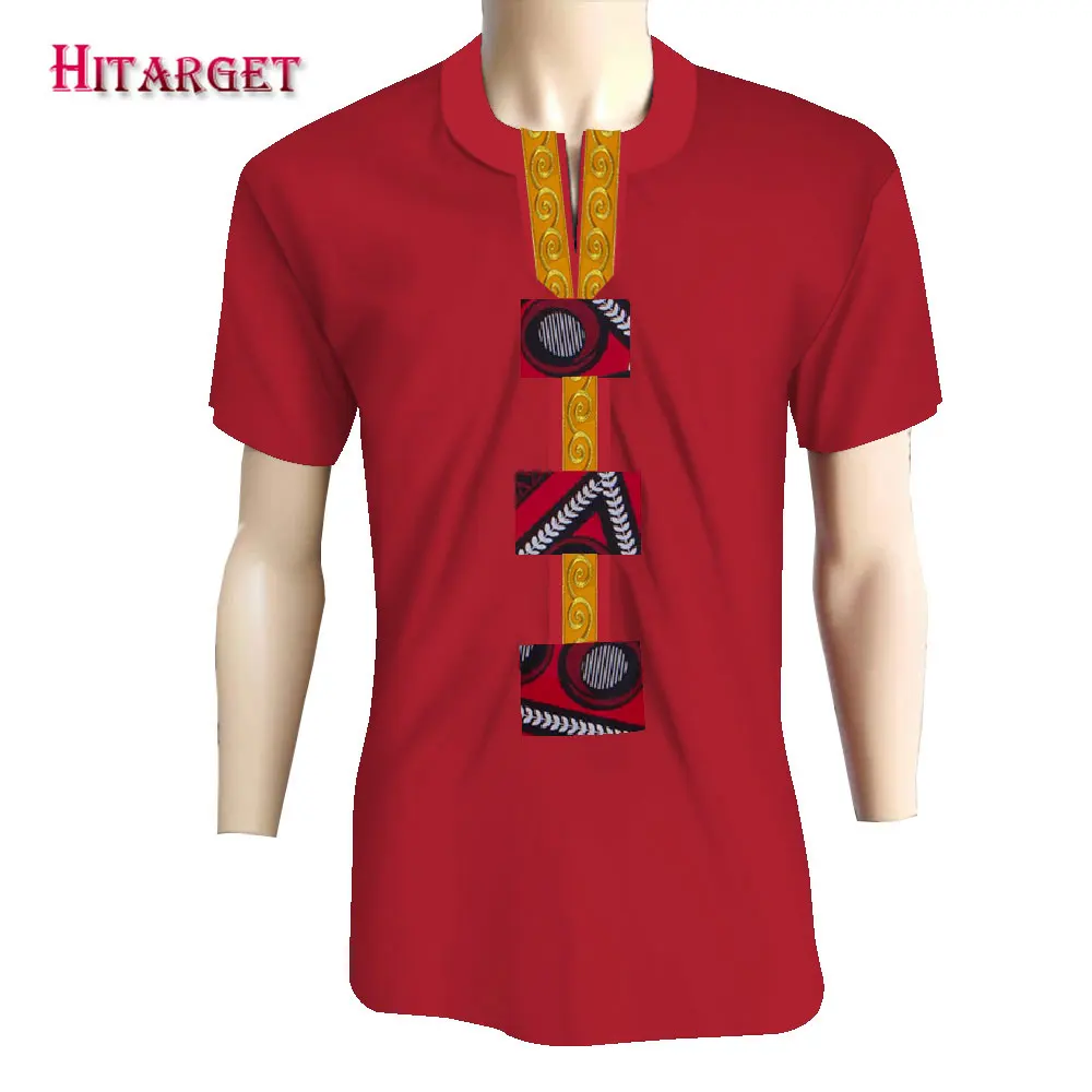 

Fashion Men Short Sleeve Shirt African Style Dashiki Blouse Patchwork Print Henley T Shirt Large Size African Men Outfit WYN1439