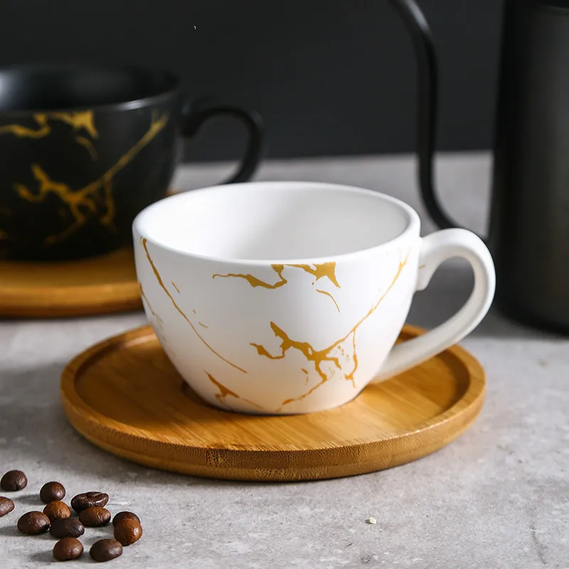 Черно-белая мраморная Золотая керамическая кофейная чашка в скандинавском стиле