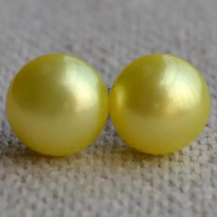 

New Arrival Favorite Pearl Jewelry 9-9.5mm Yellow Color Genuine Freshwater Pearl Silver Stud Earrings Fine Jewelry Lady Gift