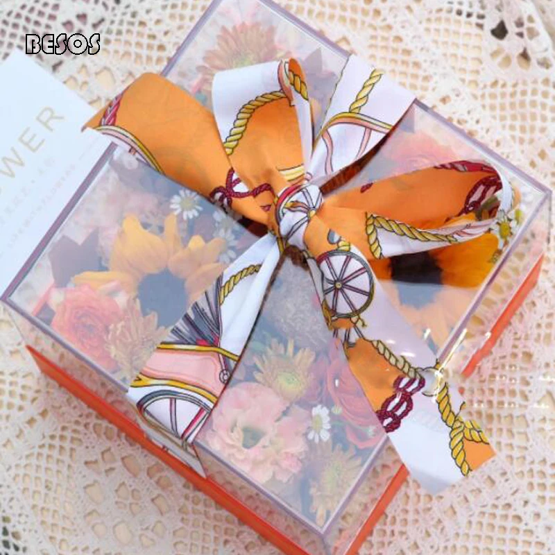 High End Fashion Orange Rose Gold Color Square Acrylic Ribbon Gift Box Party Wedding Promotion Candy Flower Cosmetics | Дом и сад