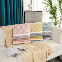 simple nordic style handmade woven tufted pillowcase decoration cushion cover geometric tassels pillow covers for sofa car