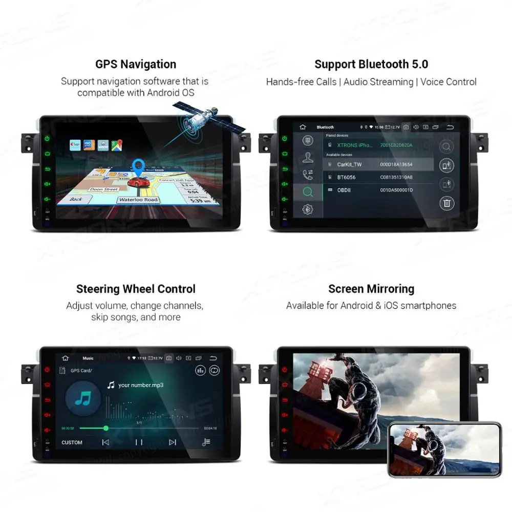 XTRONS 9 'ɺndroid 10 0 Qualcomm Bluetooth 5 автомобильный стерео плеер для BMW E46 M3 Sedan Coupe Touring Rover